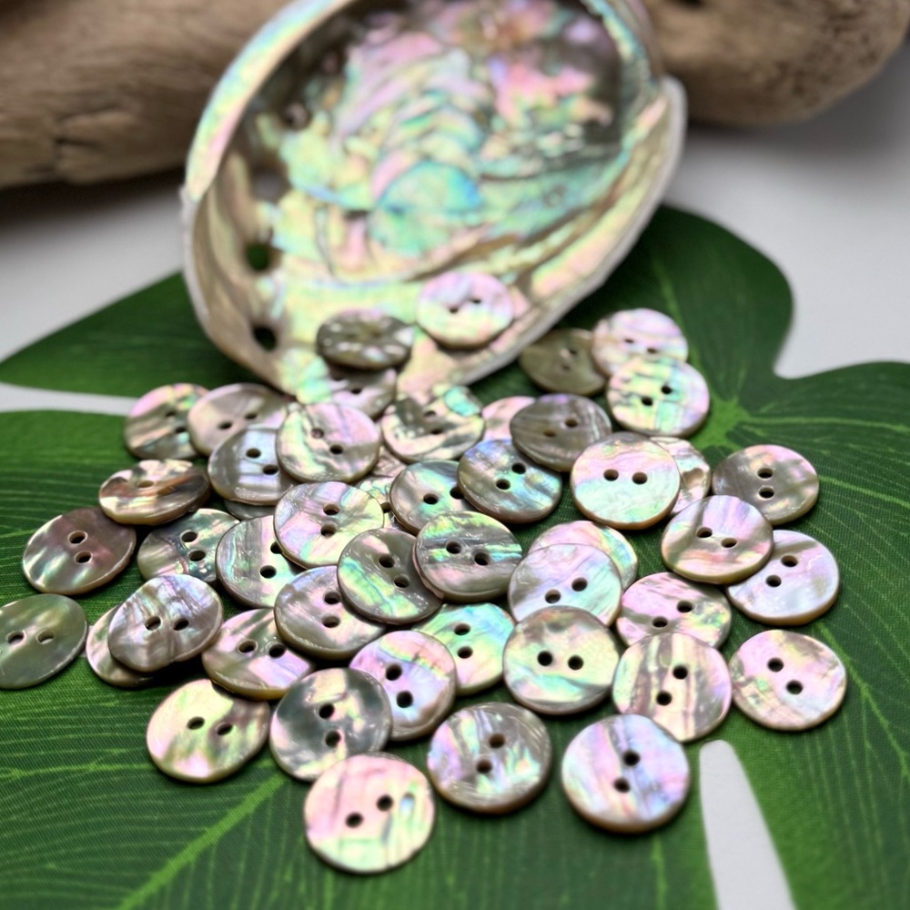 NEW 20 Real PAUA ABALONE SHELL BUTTON BEADS CHARMS DIY JEWELRY CRAFTS SEWING LOT